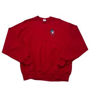 Jerzees Mouse Mistletoe Crewneck Sweater L Red VTG 80s 90s Christmas Denise